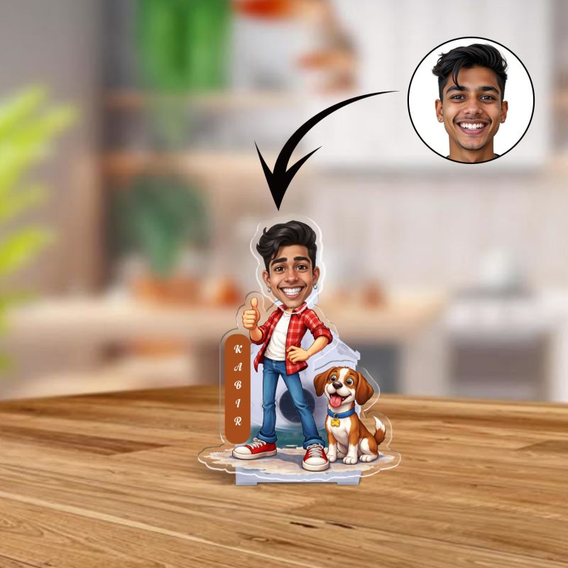 Personalized BobbleHead Carricature with Battery Powered Moving Head for Car Dashboard & Tabletop Decor Gift for Pet Lover Home & Office Desk Table Decor